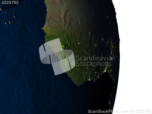 Image of Guinea from space during dusk