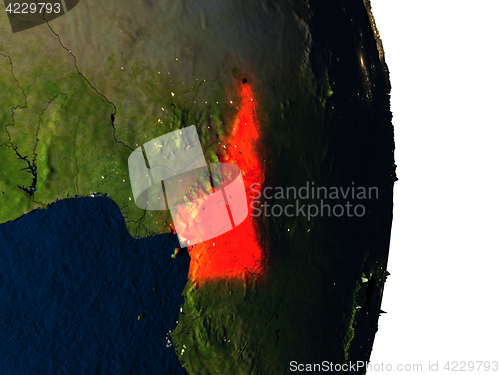 Image of Cameroon from space during dusk