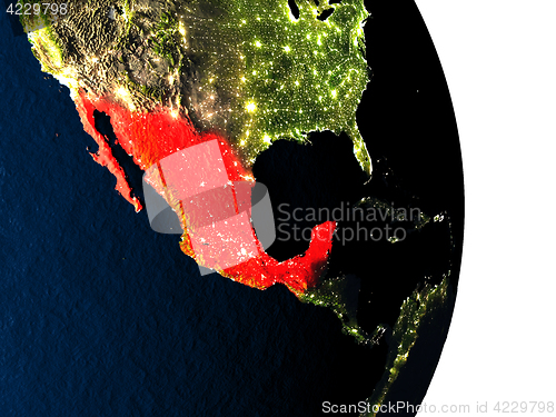 Image of Mexico from space during dusk