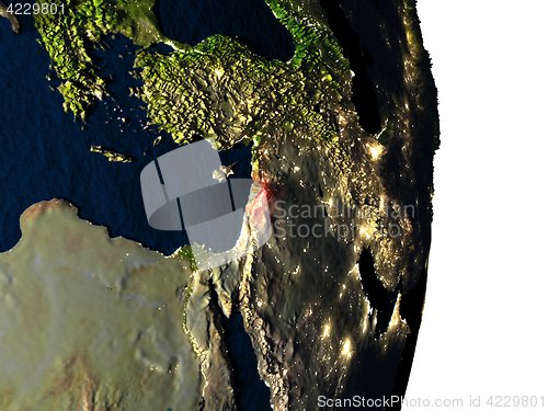 Image of Lebanon from space during dusk