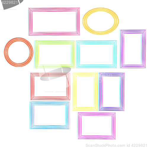 Image of Abstract frames. Conceptual design. 3D illustration. Anaglyph. V