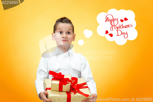 Image of The boy with gift box
