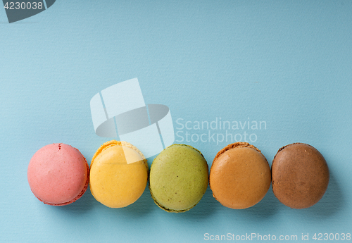 Image of Macarons on blue