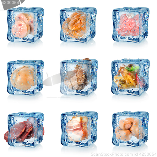 Image of Set of meat in ice