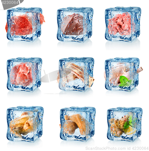 Image of Set of frozen meat