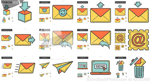 Image of Email line icon set.