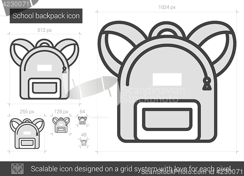 Image of School backpack line icon.