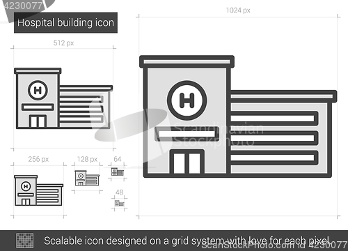 Image of Hospital building line icon.