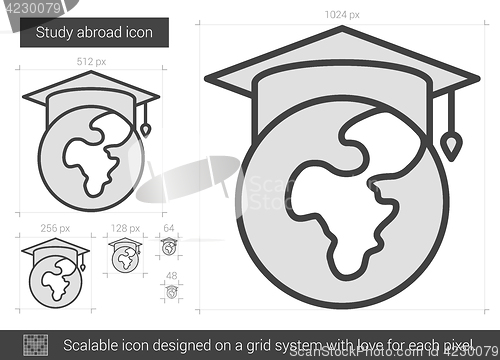 Image of Study abroad line icon.