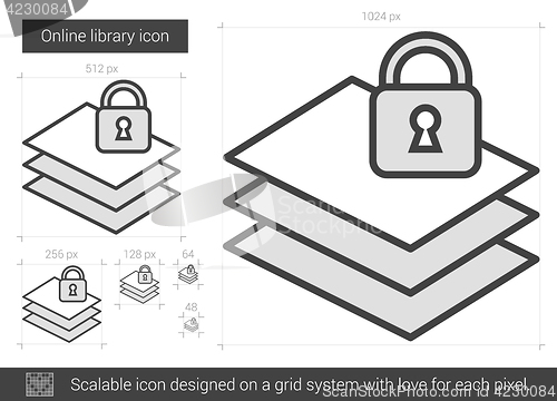 Image of Online library line icon.