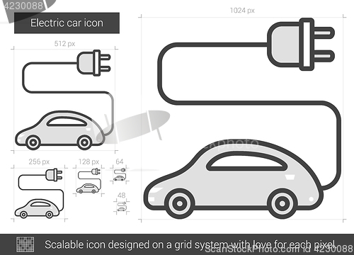 Image of Electric car line icon.