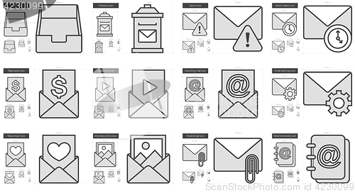 Image of Email line icon set.