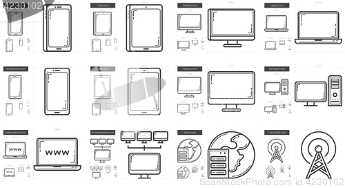 Image of Gadgets line icon set.