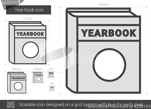 Image of Year book line icon.