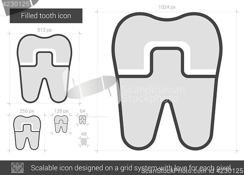 Image of Filled tooth line icon.