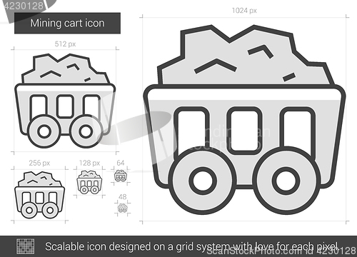 Image of Mining cart line icon.