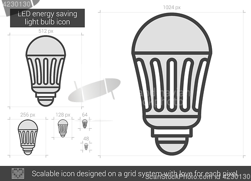 Image of LED energy saving light bulb line icon.