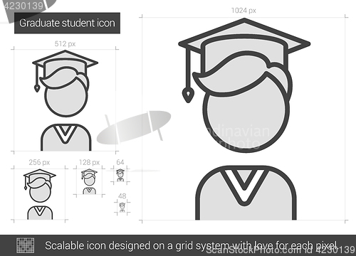 Image of Graduate student line icon.