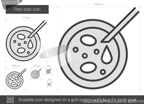 Image of Petri dish line icon.