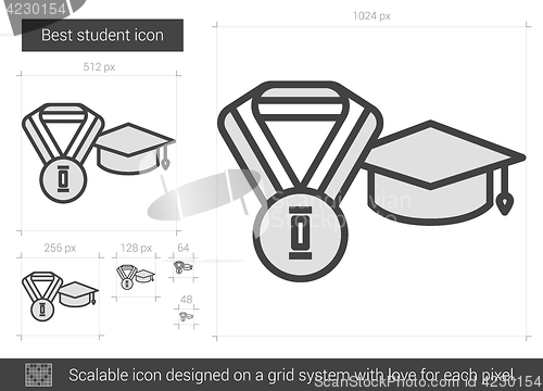 Image of Best student line icon.