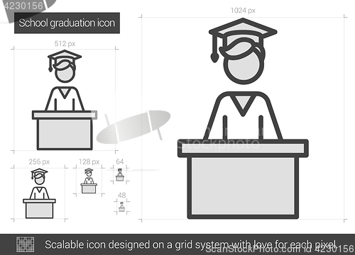 Image of School graduation line icon.