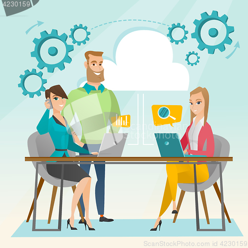 Image of Business meeting in office vector illustration.