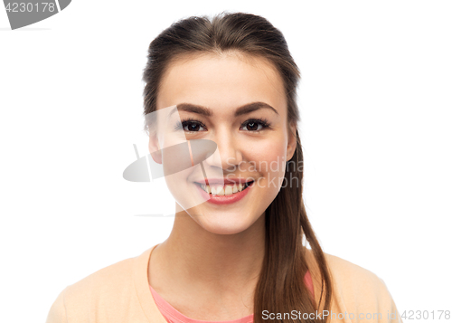 Image of face of happy smiling young woman