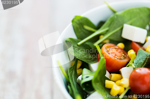 Image of close up of vegetable salad in bowl