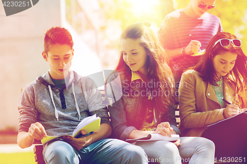 Image of group of students with notebooks at school yard