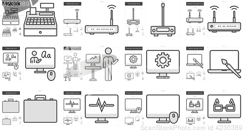 Image of Technology line icon set.