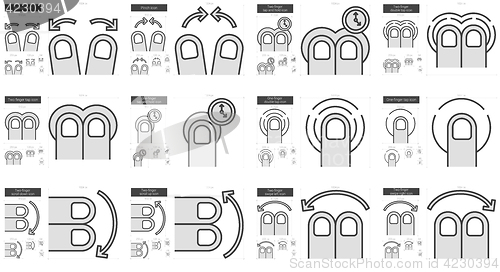 Image of Touch gestures line icon set.