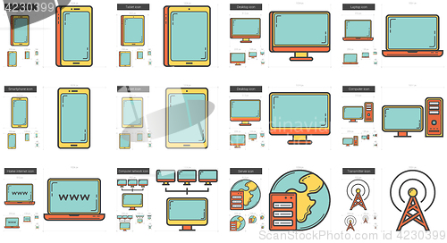 Image of Gadgets line icon set.