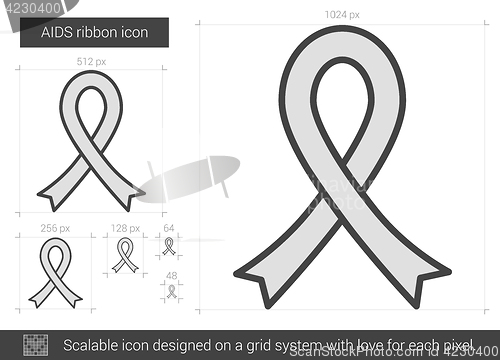 Image of AIDS ribbon line icon.