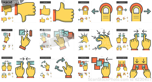 Image of Touch gestures line icon set.