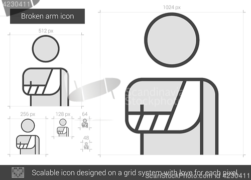 Image of Broken arm line icon.