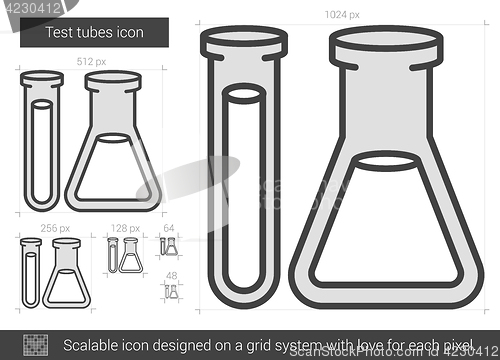 Image of Test tubes line icon.