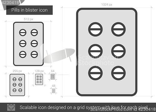 Image of Pills in blister line icon.