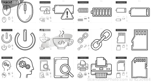 Image of Technology line icon set.