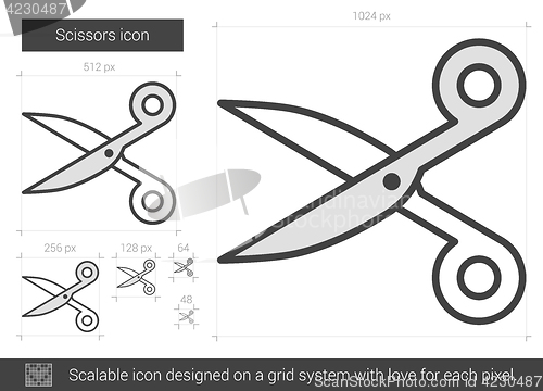 Image of Scissors line icon.