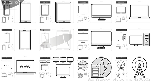 Image of Gadgets line icon set.