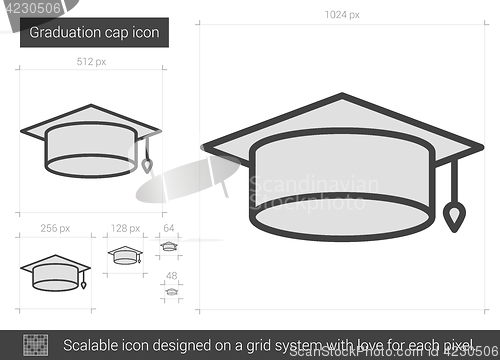 Image of Graduation cap line icon.