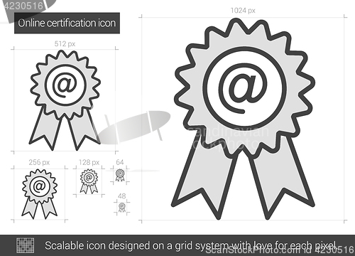 Image of Online certification line icon.