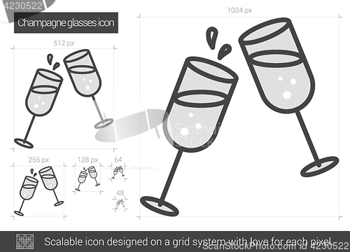 Image of Champagne glasses line icon.