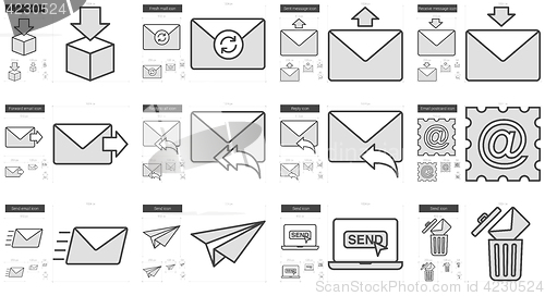 Image of Email line icon set.