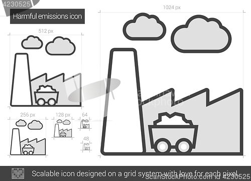 Image of Harmful emissions line icon.