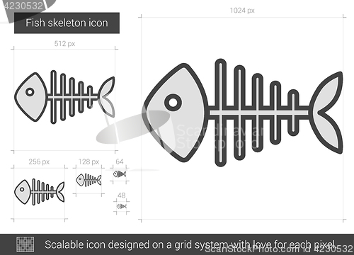 Image of Fish skeleton line icon.