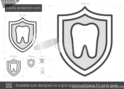 Image of Cavity protection line icon.