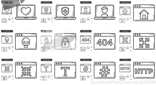 Image of Application line icon set.