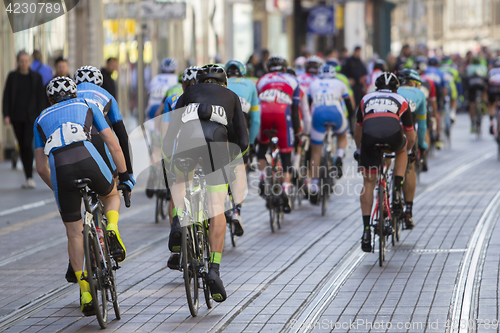 Image of Group of cyclist during the street race 