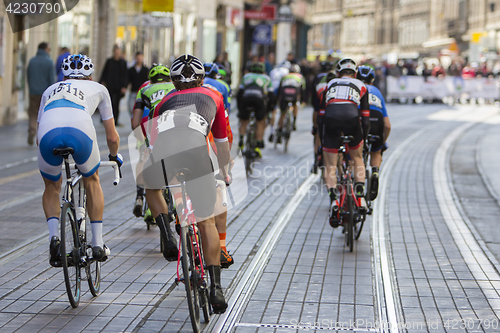Image of Group of cyclist during the street race 